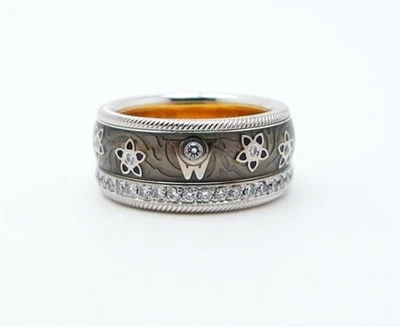 Anillo Wellendorff Mikimoto Esmalte Oro 18k Diamante Eternidad Completo Flor Talla 51 Foto 1 de 4