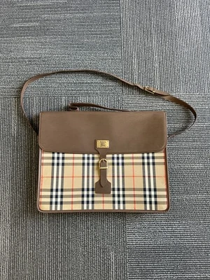 Auténtico bolso de negocios Burberry Nova Check de nailon de cuero marrón bidireccional NS020837 Foto 1 de 4