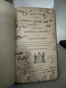 1812 Public Acts New Jersey 37th General Assembly, Trenton Rare Early Law - Bild 1 von 3