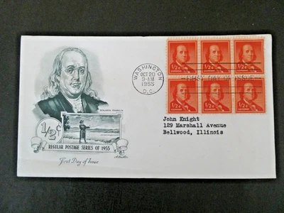 First Day Issue Cover Ben Franklin 1/2 c Regular (Cancel Washington) 10-20-1955 - Image 1 of 3