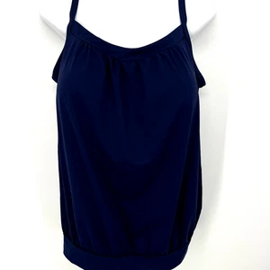 Lands' End Womens Tankini Swim Top Only Size 16 Navy Blue - Picture 1 of 9