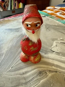 Caja de dulces de Navidad vintage 7 1/2" x 3 1/4" Elfo Santa Claus ALEMANIA OCCIDENTAL - Imagen 1 de 7