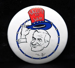 Vtg Hy Rosen Art Political Button Salute to Sam Patriotic Top Hat USA Rare Find - Picture 1 of 7
