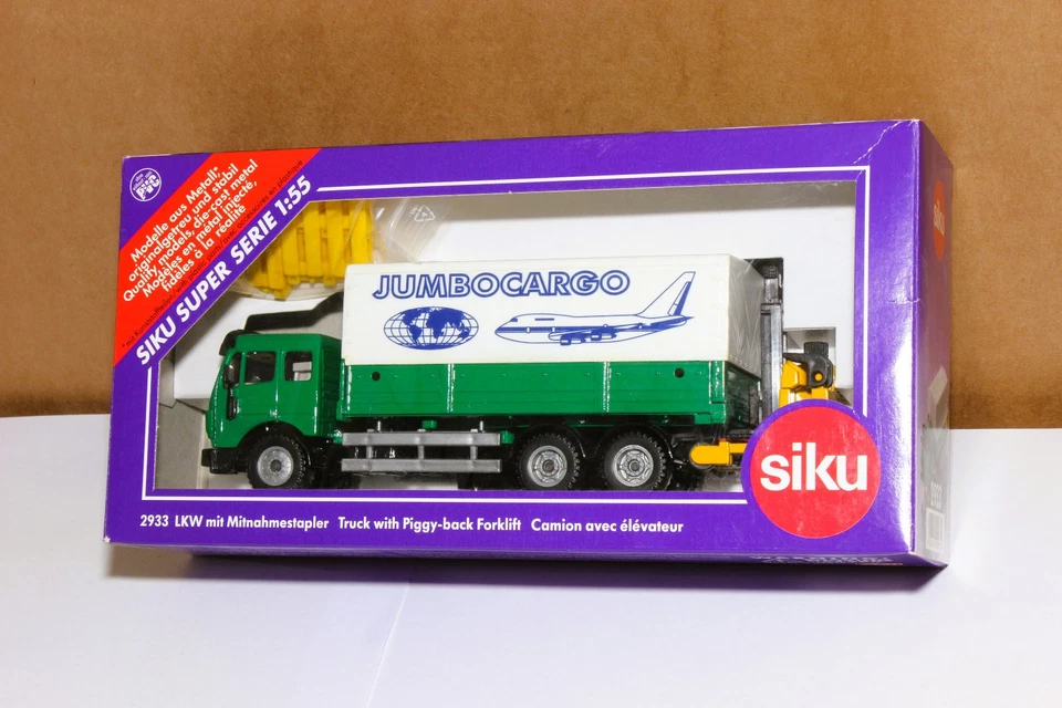 Siku 2933 Mercedes Benz SK LKW Mitnahmestapler Ovp Jumbocargo +Zubehör Paletten  - Bild 1 von 4
