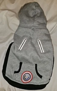 LuvGear Dog Hooded Fleece Coat Small Gray & Black - Picture 1 of 9
