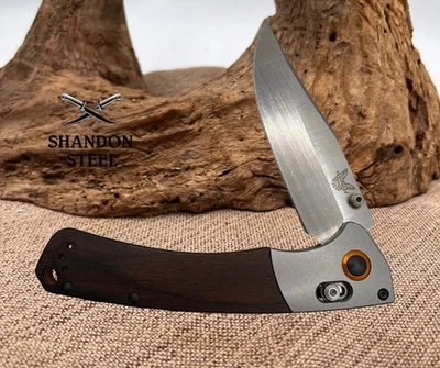 Cuchillo Plegable Benchmade Crooked River 15080-2 Aluminio y Madera 4"" Punta Clip -14 Foto 1 de 4