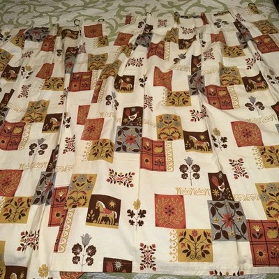 Par de cortinas plisadas vintage marrón tostado naranja 24x42 Ea Foto 1 de 4