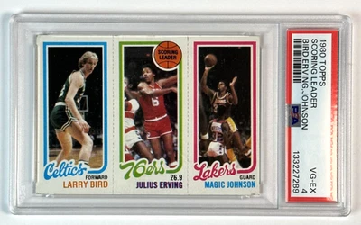 1980 Topps Scoring Leaders Larry Bird Magic Johnson Julius Erving RC PSA 4  Foto 1 de 2