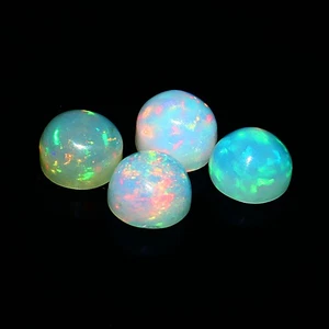 OPALE Etiope Rotondo Cabochon Pietra Preziosa Sciolta 6x6x4 mm 2,90 Cts Welo Fuoco Pes 4 - Foto 1 di 3