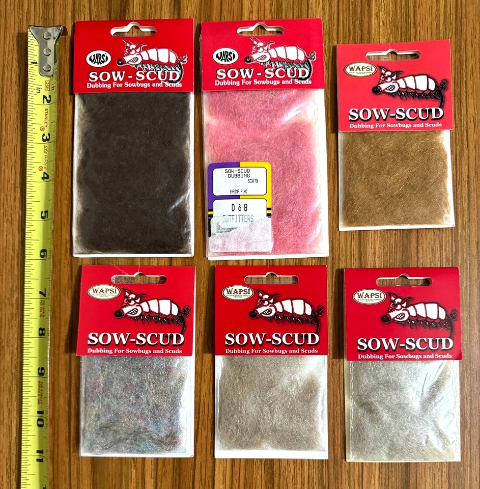 6 paquetes de doblaje Sew-Scud, atar moscas, sin precio base Foto 1 de 1