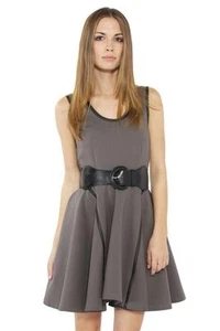 Mackage ärmellos Rock GRAU Kleid WRDK-D031 Rundhalsausschnitt schwarz Leder NEU - Bild 1 von 4