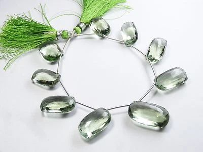 135CT. CUENTAS BRIOLETTES PRASIOLITA BRASILEÑA NATURAL FORMA ELEGANTE HEBRA DE 7,5" Foto 1 de 3