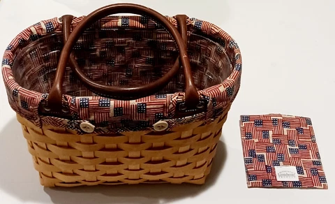 2001 Longaberger Leather Straps Plastic Lining 4th of July Lining Basket Cover
