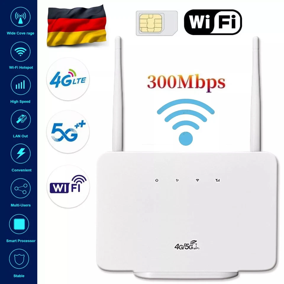 CPE106-E 4G LTE Router SIM Karte WLAN Router 300 Mbit/s WLAN, SIM-Kartensteck DE - Bild 1 von 4