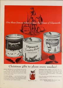 Anuncio impreso de regalo de Navidad de colección 1958 Give Edgeworth tabaco enlatado - Imagen 1 de 1