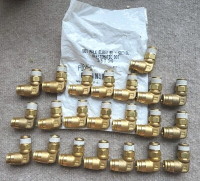 22 Parker DOT Fitting Tube Male Swivel Elbow Brass 3/8 x 3/8 LOT - Image 1 of 2