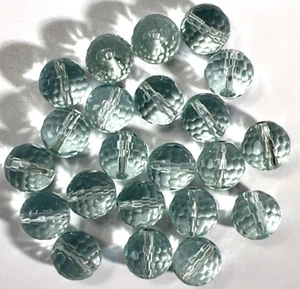 Vintage Tschechisches Kristallglas? Perlen Beads: 22 hellblau facettiert rund 8 mm (#55) - Bild 1 von 4