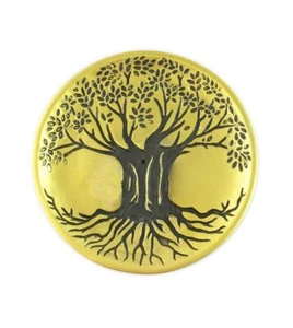 Tree of Life Incense Burner Ash Catcher Stick Cone Dish Plate Gold Black ms58 - Picture 1 of 2