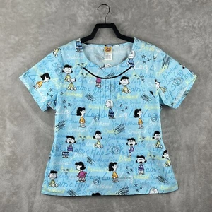 Peanuts 2011 Tooniforms Cherokee Scrub Top Blue Size Large Charlie Brown, Lucy - Picture 1 of 9