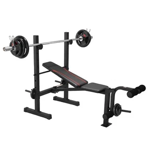 Adjustable Weight Bench Set with Squat Rack, Leg Extension Flat Incline Decline - Picture 1 of 14