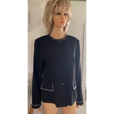 SAG HARBOR Women's B & W Polka Dot Jacket Top Size 8 Big Buttons NEW NO TAG Foto 1 de 4