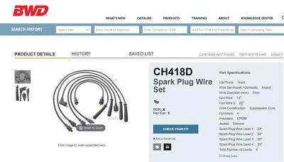 Новый Borg Warner BWD зажигания свечи зажигания провод набор CH418D - Изображение 1 из 2