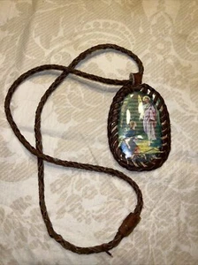Vintage Handmade Scapular Leather “The Annunciation” - Picture 1 of 5