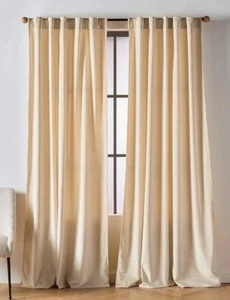 NEW OpBx Anthropologie Velvet Louise Curtain 108 x 50 One Panel Ivory Perforated - Picture 1 of 9