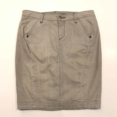 Saia lápis jeans fina costurada cinza claro Lizzie tamanho 29 - Imagem 1 de 4