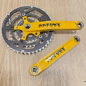 Vintage Race Face Turbine Forged Triple 3 x 9 Speed Crankset 5-Arm Yellow - Picture 1 of 5