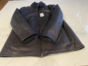 NWT $1355 Comstock and Co. Reversible Leather Jacket Size 46 XL - Deep Navy - Picture 1 of 11