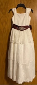 Size 8 Ivory Laced Flower Girl Dress - Picture 1 of 5