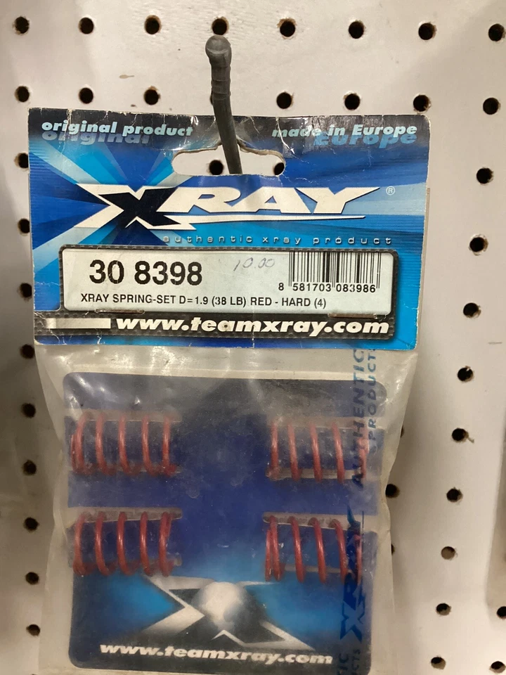 XRAY 30 8398 XRAY SPRING-SET D= 1.9 (38 LB) RED - HARD (4) - Image 1 of 1