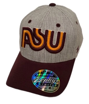 Zephyr Arizona State Sun Devils RARE “Oxford” Curved Bill Stretch Fit Hat NWT - Image 1 of 4