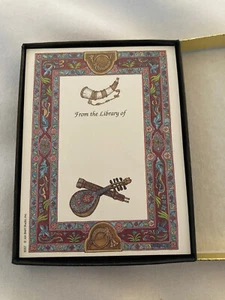 Vintage Antioch Bookplate Renaissance Horn Music Library Of Labels - Imagen 1 de 2