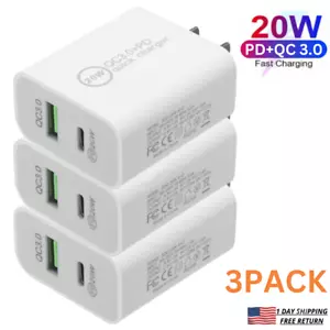 For iPhone 13 12 11 XR 8 7 6 20W USB Fast Charger PD QC Wall Power Adapter Block - Picture 1 of 8