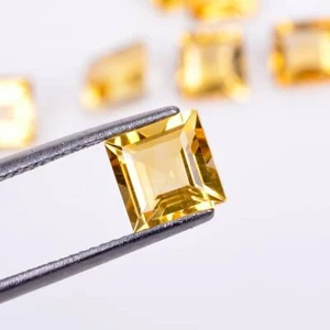Citrine Gemstone Square Cut Shape Handmade Gemstone For Jewelry Making - Picture 1 of 3