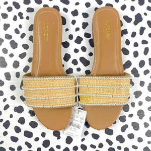 J.CREW FACTORY NWD Women's Natural Pearl Slide Sandals sz 9-M BN877 - Picture 1 of 6
