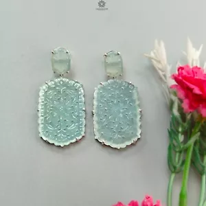 Juego de pendientes de astilla 925 tallados en ónix azul 16,16 gms 2,30" - Imagen 1 de 5