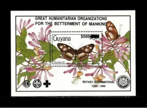 Guyana 1991 - Rotary Flowers Butterfly - Souvenir Sheet Stamp Scott #2425 - MNH - Picture 1 of 1