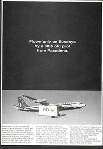 QANTAS AIRWAYS 1968 BOEING 707-138B V-JETS FOR SALE LITTLE OLD PILOT PASADENA AD - Bild 1 von 1