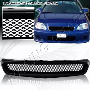JDM TYPE-R STYLE ABS BLACK FRONT HOOD BUMPER GRILLE GRILL FIT 99-00 HONDA CIVIC - Picture 1 of 1