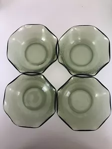 4 Vintage Avocado Green  Wavy Ruffled Glass Bowl size 5" x 2.5" - Picture 1 of 4