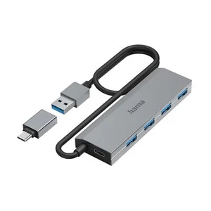 Hama USB-C-Hub Multi Port 4-fach USB-A 3.2 Gen 1 Verteiler 5 Gibt/s mit Netzteil - Bild 1 von 5