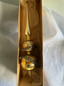 Vintage West Germany Mercury Glass Tinsel Top Gold Tree Topper Wire READ - Picture 1 of 8
