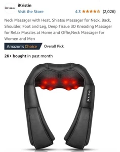 iKristin Neck Massager with Heat Shiatsu Massager for Neck Back Shoulder Foot... - Picture 1 of 6