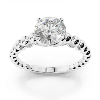 14K White Moissanite Round Cut Engagement Ring for Women Size 5.75 Solitaire - Image 1 of 4