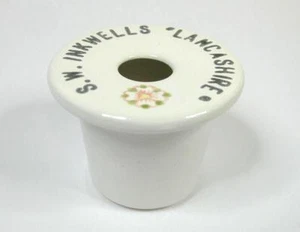 China school desk inkwell ink pot liner insert With Advertisement "LANCASHIRE"  - Picture 1 of 14