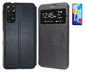 Funda Xiaomi Redmi Note 11-11S 4G Negra Libro ventana + Protector Cristal 5D - Imagen 1 de 15