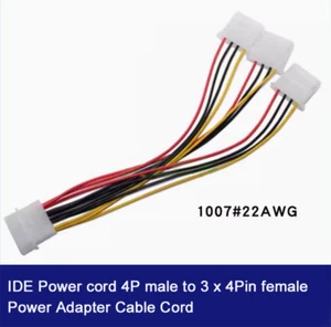 Cable de alimentación IDE 4P macho a 3 x 4 pines hembra cable adaptador de corriente 1/10/20 piezas - Imagen 1 de 4